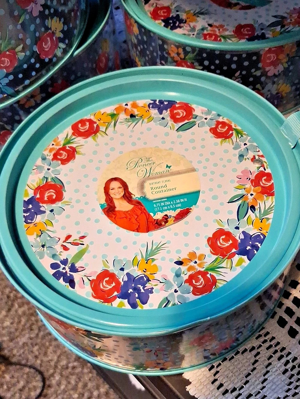 Rachael Ray Round Canister Set Floral Canister Set in Blue